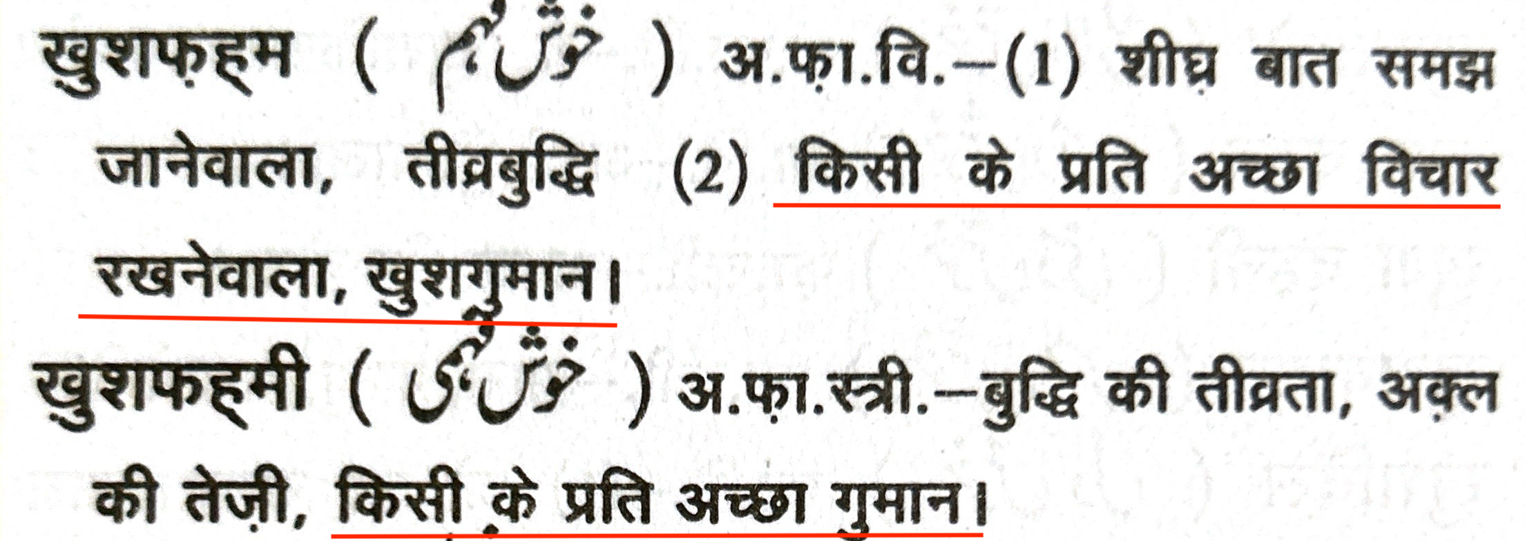 ख़ुशफ़ह्म और ख़ुशफ़ह्मी का मतलब मद्दाह के उर्दू-हिंदी शब्दकोश में।